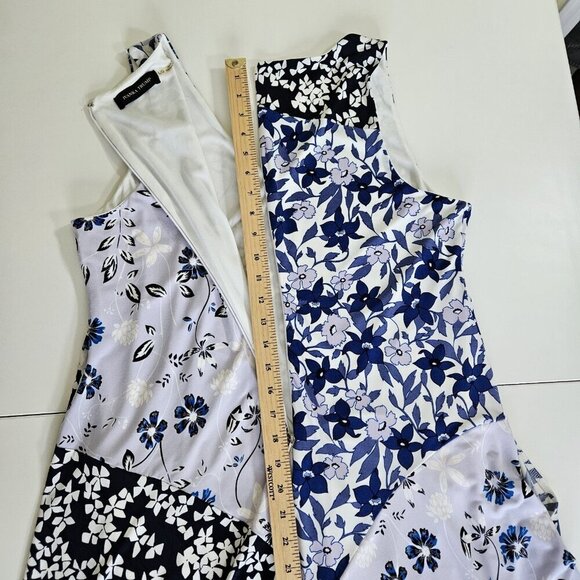 Ivanka Trump Dress 12 Patchwork Floral Sleeveless Assymetric Handkerchief Hem - Picture 7 of 16